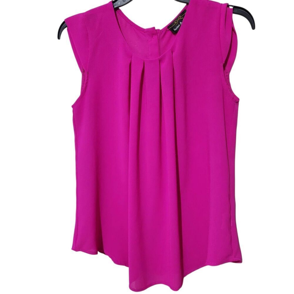 Twine And String Top Size Small Pink Sheer Sleeveless Back Buttons Lightweight